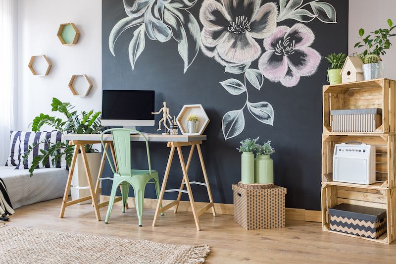 Image of chalkboard wall in home.