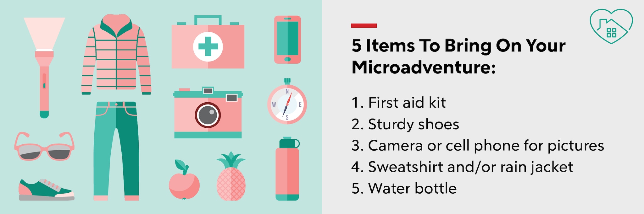 Graphic of microadventure packing list