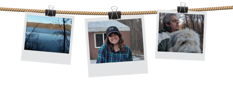 Three images of camping inside a yurt.