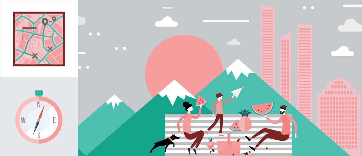 Illustration of a microadventure "starter pack".