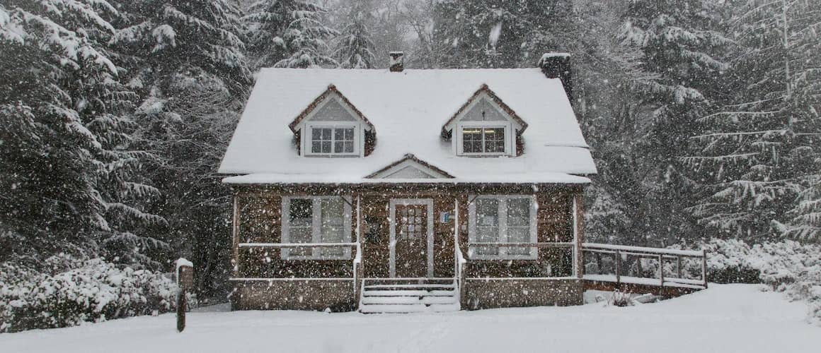 Image of winter home, cozy and prepared for snow.