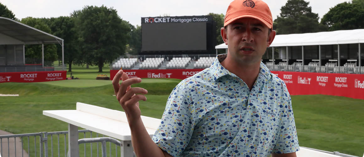 Image of tournament operations manager on Rocket Mortgage Classic course.