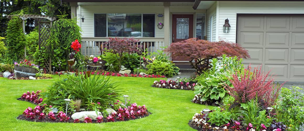 landscaped yard and porch