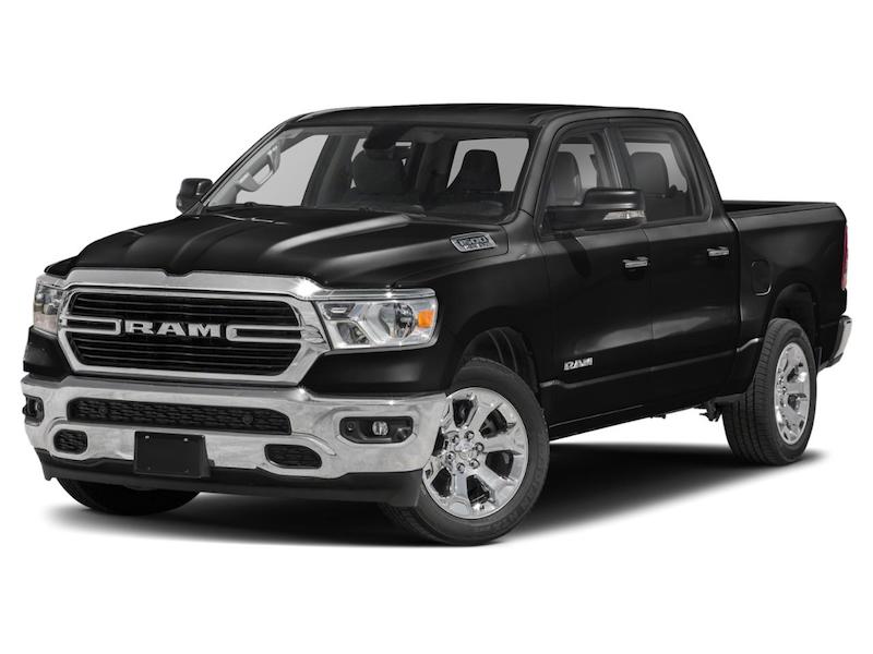 Black Dodge Ram Pickup truck front exterior view.