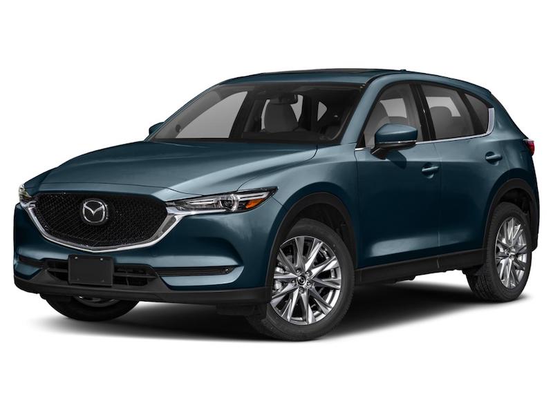 Dark blue Mazda CX-5 front exterior view.