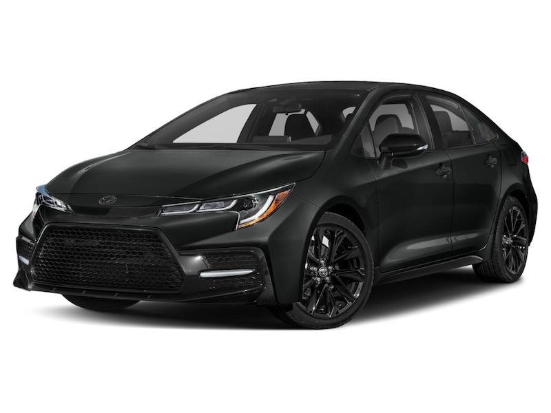 Black Toyota Corolla front exterior view.