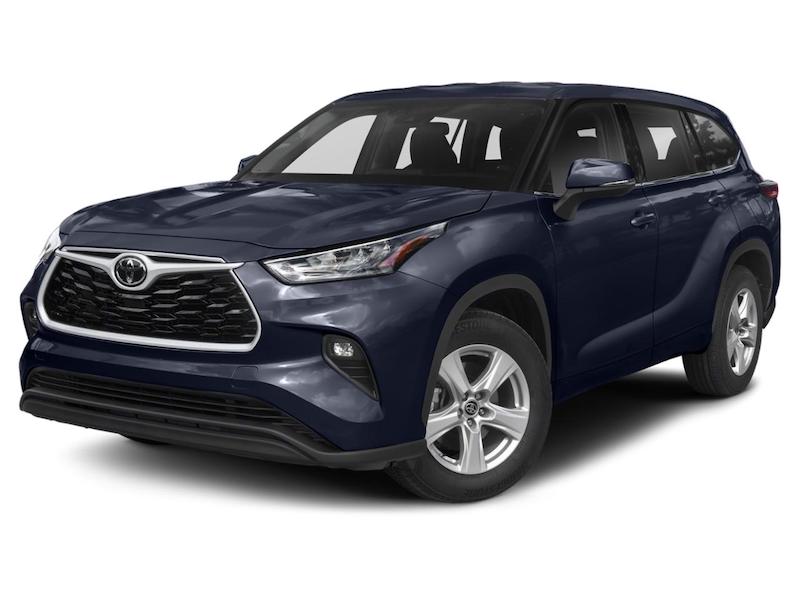 Black Toyota Highlander front exterior view.