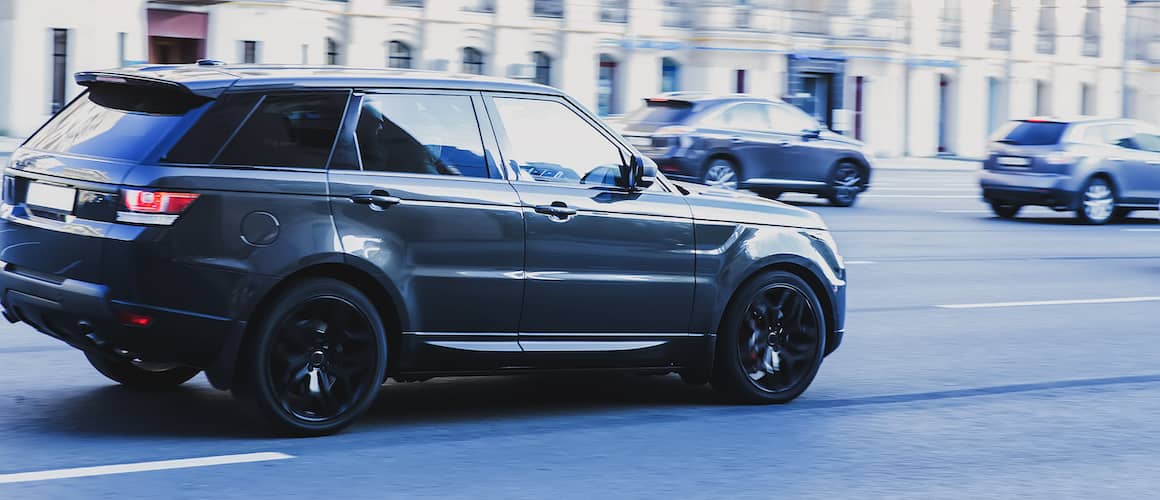 SUV in city