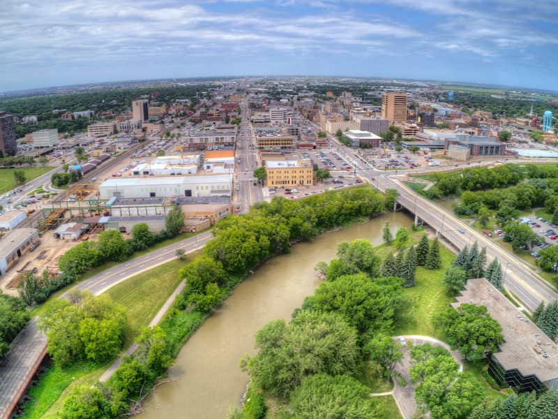 An aerial view of Fargo, North Dakota.