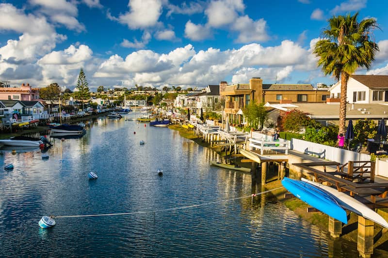 The Grand Canal on Balboa Island, Newport Beach, CA.
