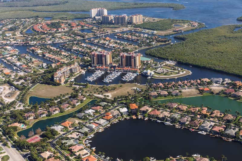 Cape Coral, Florida aerial view.