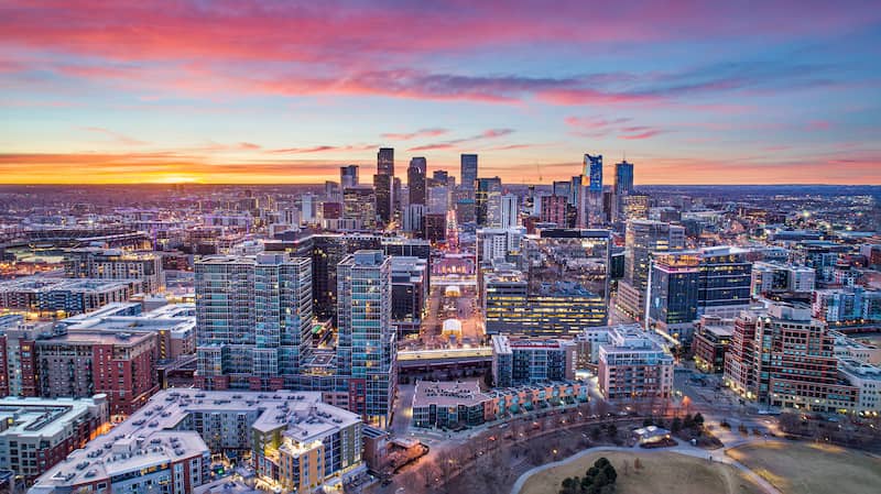 View of the city skyline of Denver, Colorado.