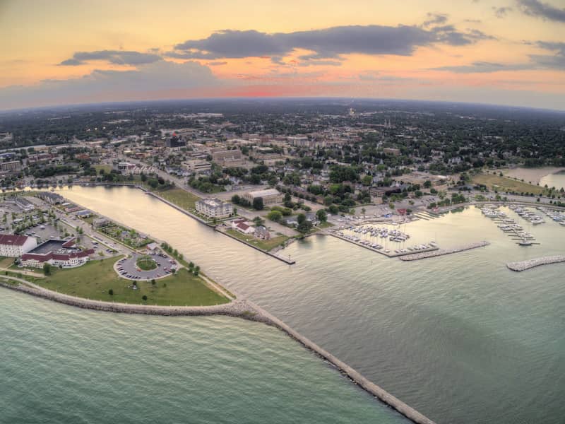 Aerial Sunset View Of Sheboygan