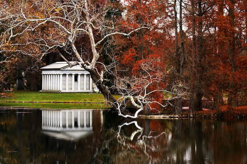 Mausoleum In Fall Reflection