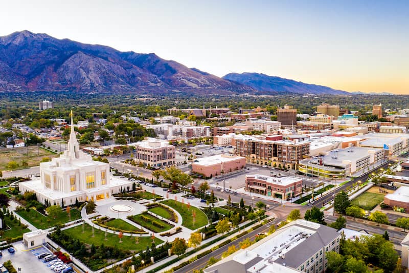Ogden Utah Temple Downtown Sunrise