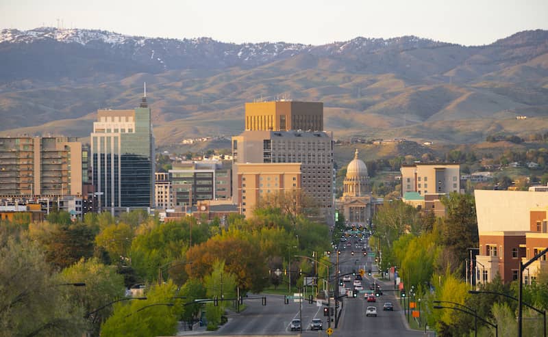 Idaho State Capital Building Peaks Out Between