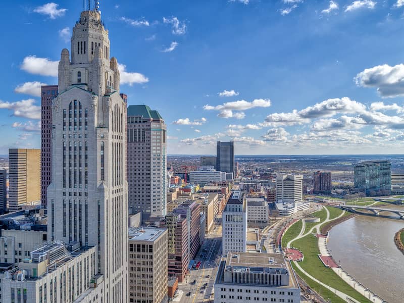 LeVeque Tower Downtown Columbus Scioto River