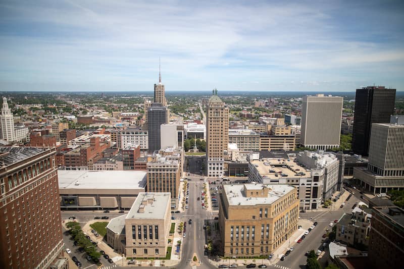 Aerial View Of Downtown City