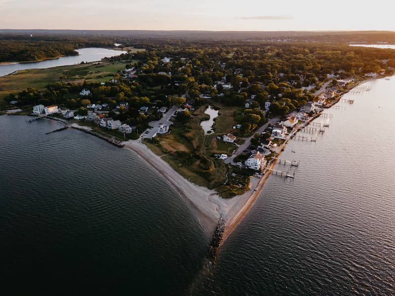 Aerial Landscape Photograph Taken In Warwick Rhode Island Surrounded By Ocean