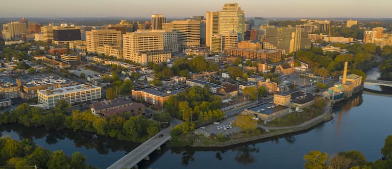 The Delaware River Flows Smoothly By Wilmington At Dawn