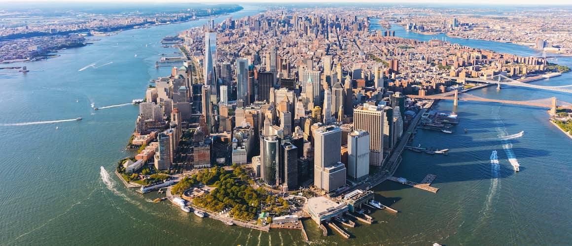 aerial view of Manhattan