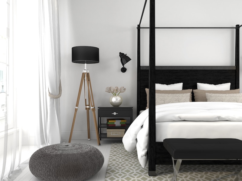Black and white bedroom.