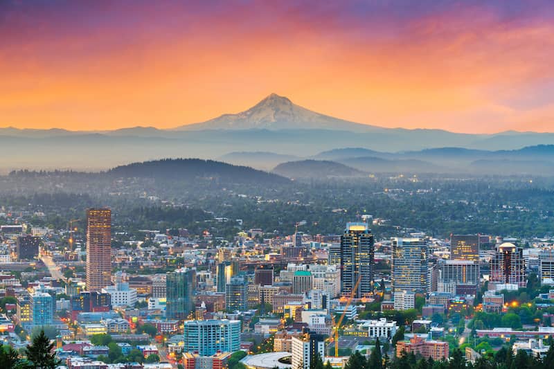 Portland, Oregon at sunset