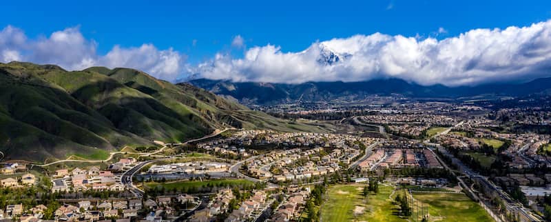 San Bernardino, California skyline surrounded by mountains, most sustainable cities in the US, most eco-friendly cities, Greenest cities in the US