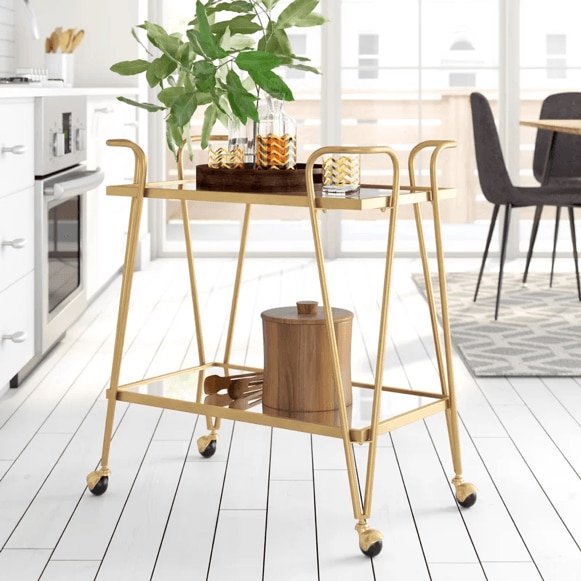 Gold bar cart from Wayfair.
