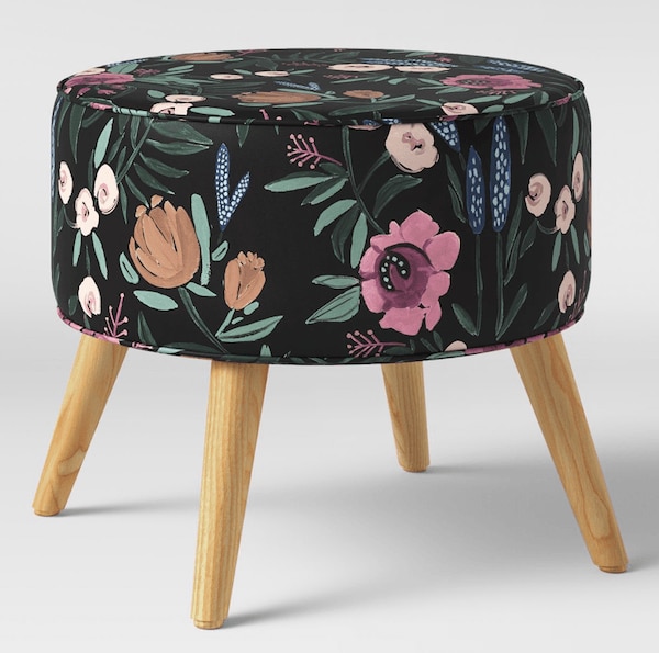 Floral ottoman.