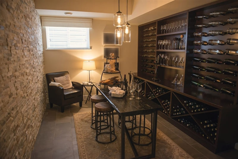 Small wine cellar in basement.
