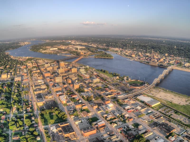 Bird's eye view of Davenport, Iowa.