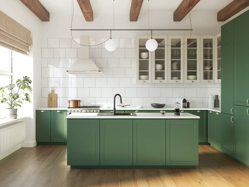 Green Cabinets In Kitchen