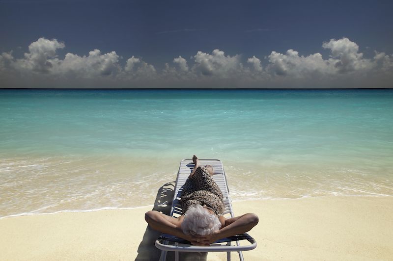 Retiree relaxing in a beach chair in Florida