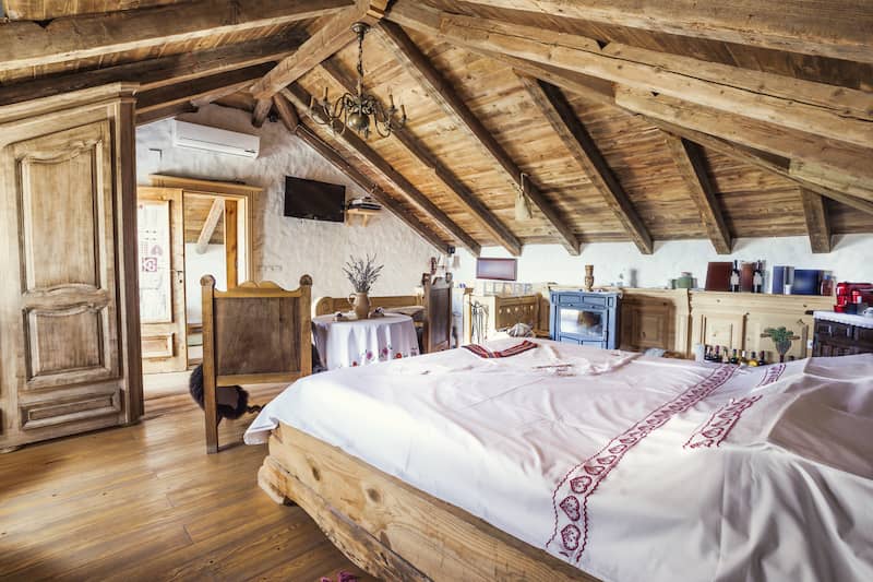 Rustic attic bedroom.