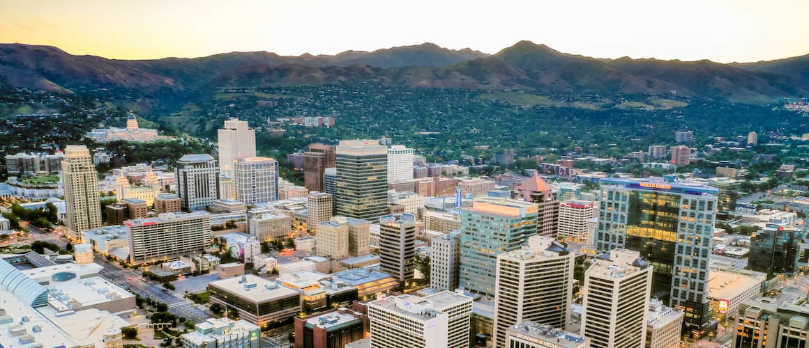 Skyline of Salt Lake City, Utah.