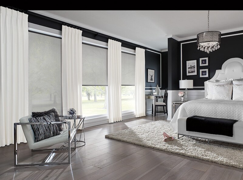 Roller solar shades.