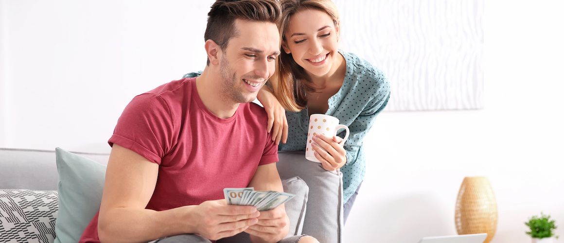 Couple saving money.