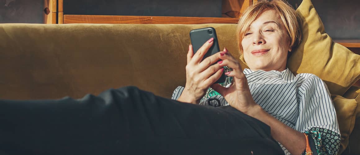 Woman checking the prime rate.