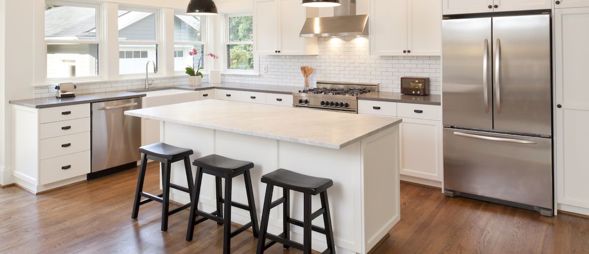 Bright white kitchen.
