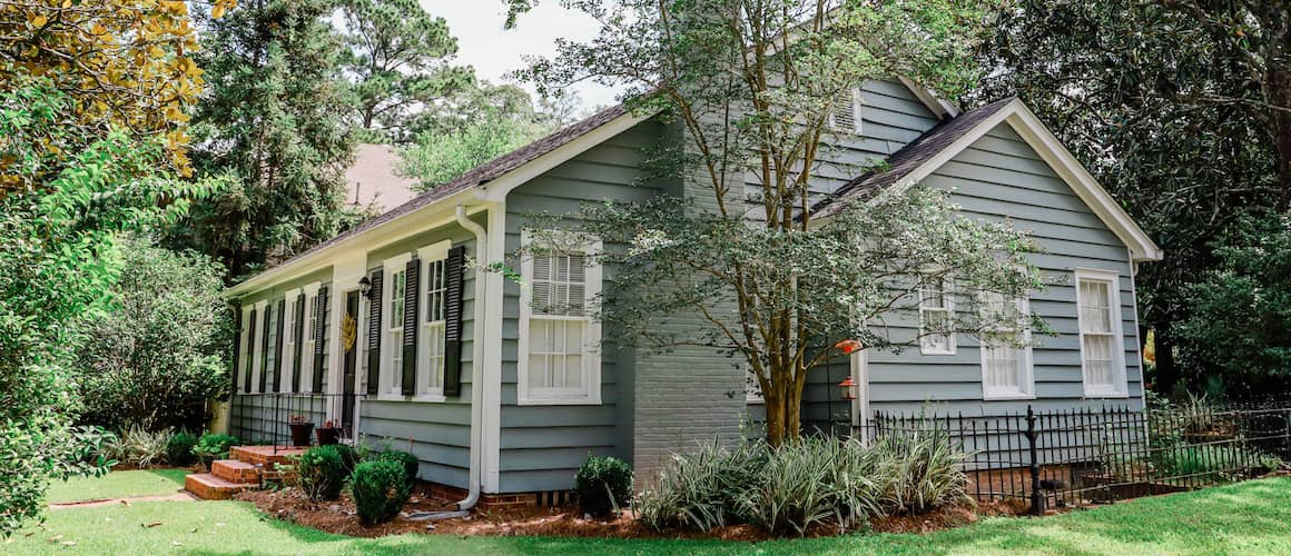 Cute blue cottage style house.